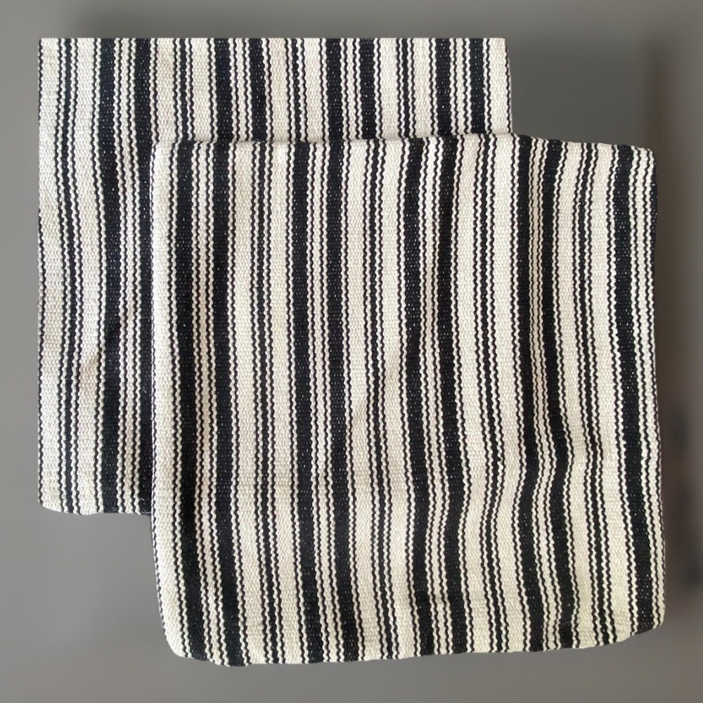 2 UNBRANDED Pillow Covers 20" Black White Textured Modern Farmhouse Stripe Cover